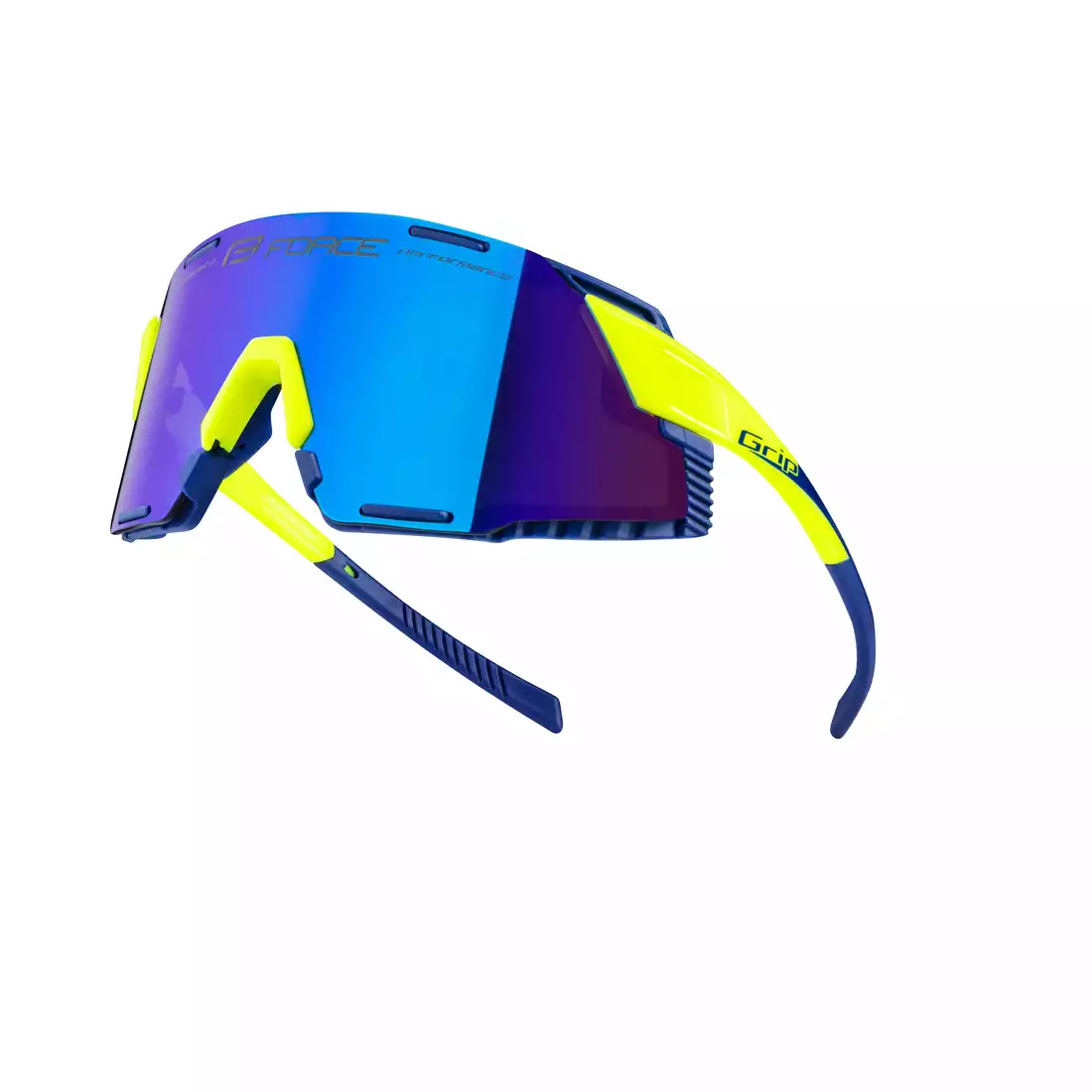 FORCE GRIP Sports glasses, blue REVO lenses, fluo 
