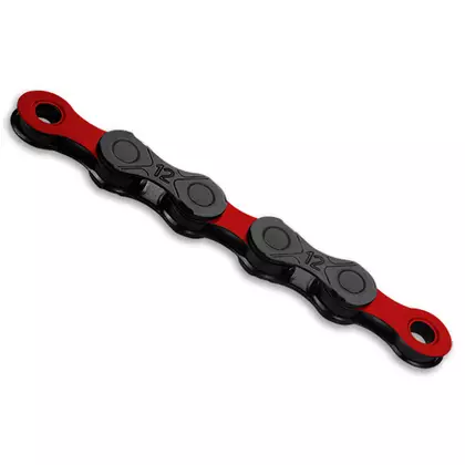 KMC DLC Bicycle chain 12-speed E-bike 126 links, black and red