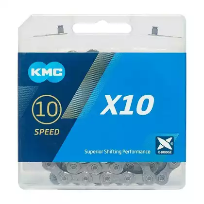 KMC X10 Bicycle chain 10-speed, 114 links, Gray