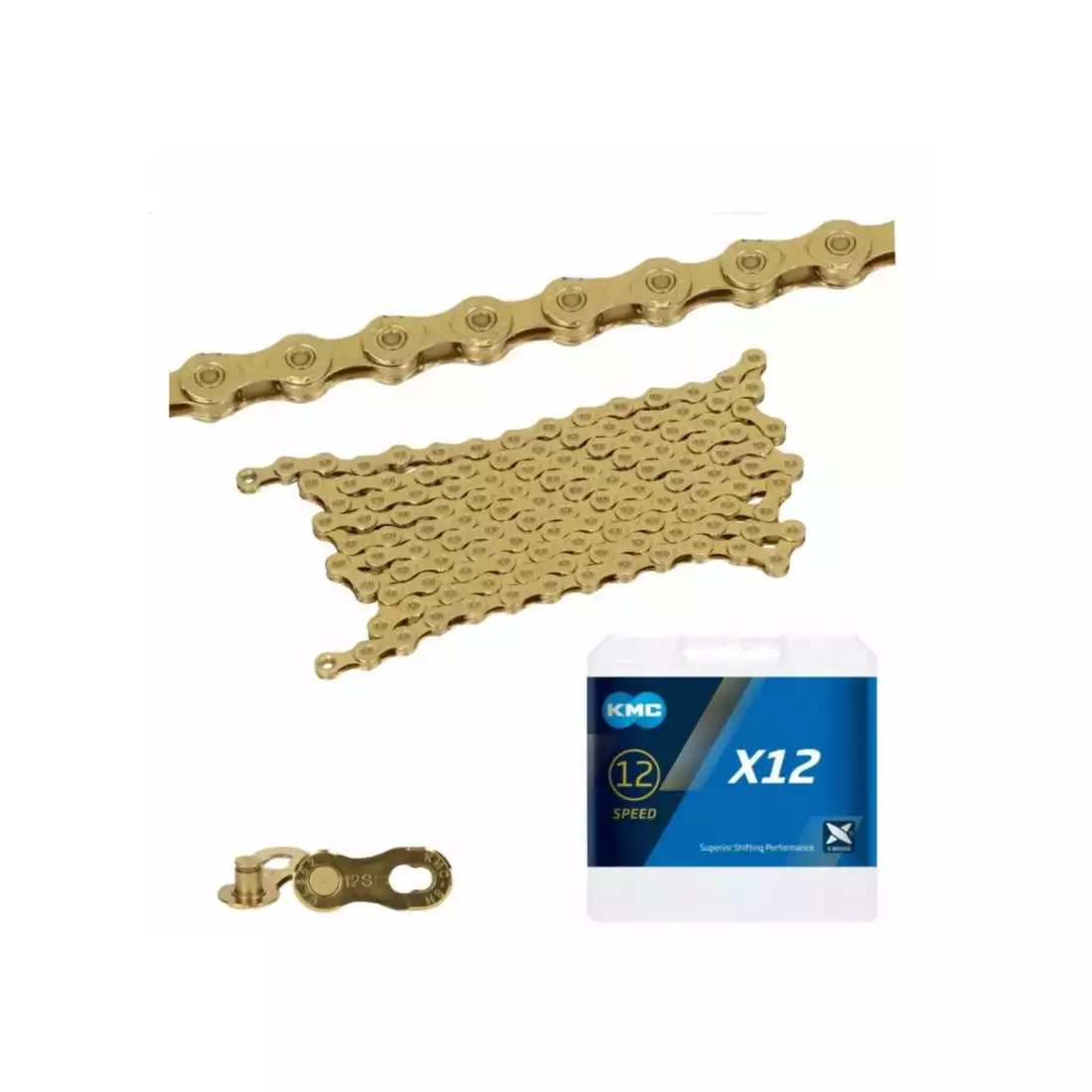 KMC X12 Bicycle chain, 12-speed, 126 links, Golden