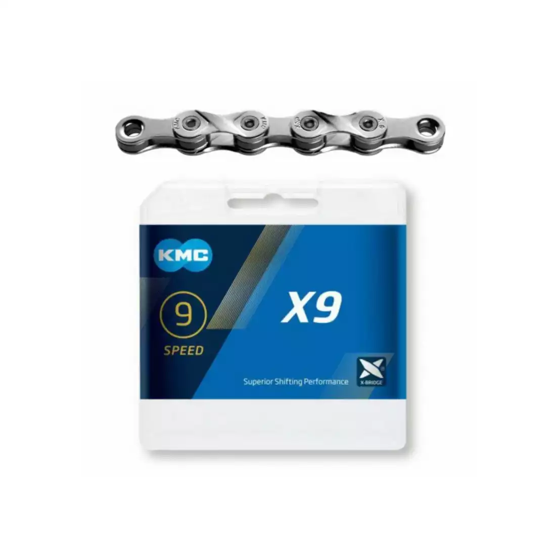 KMC X9 Bicycle chain, 9-speed, 114 links, silver