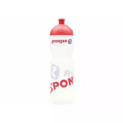 SPONSER NETTO bicycle water bottle 750 ml, transparent white/red