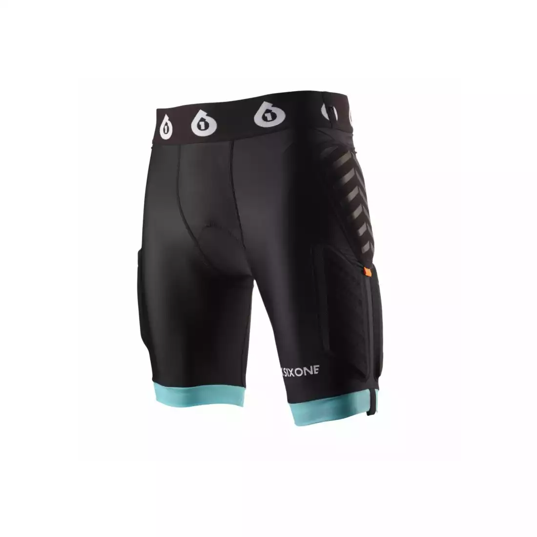 661 EVO COMPRESSION WOMENS Women's cycling shorts with hip protection, black and turquoise