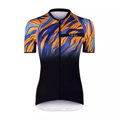 FORCE LIFE LADY Women's cycling jersey, black, blue and orange
