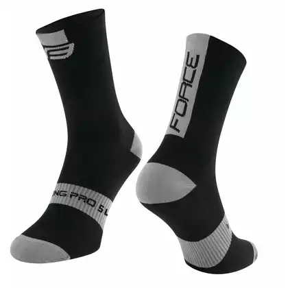FORCE LONG PRO SLIM cycling socks, black and gray