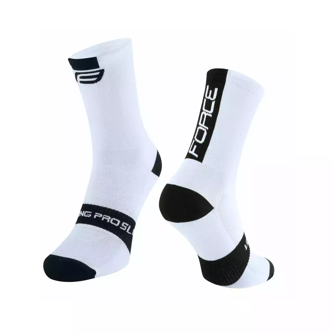 FORCE LONG PRO SLIM cycling socks, black and white
