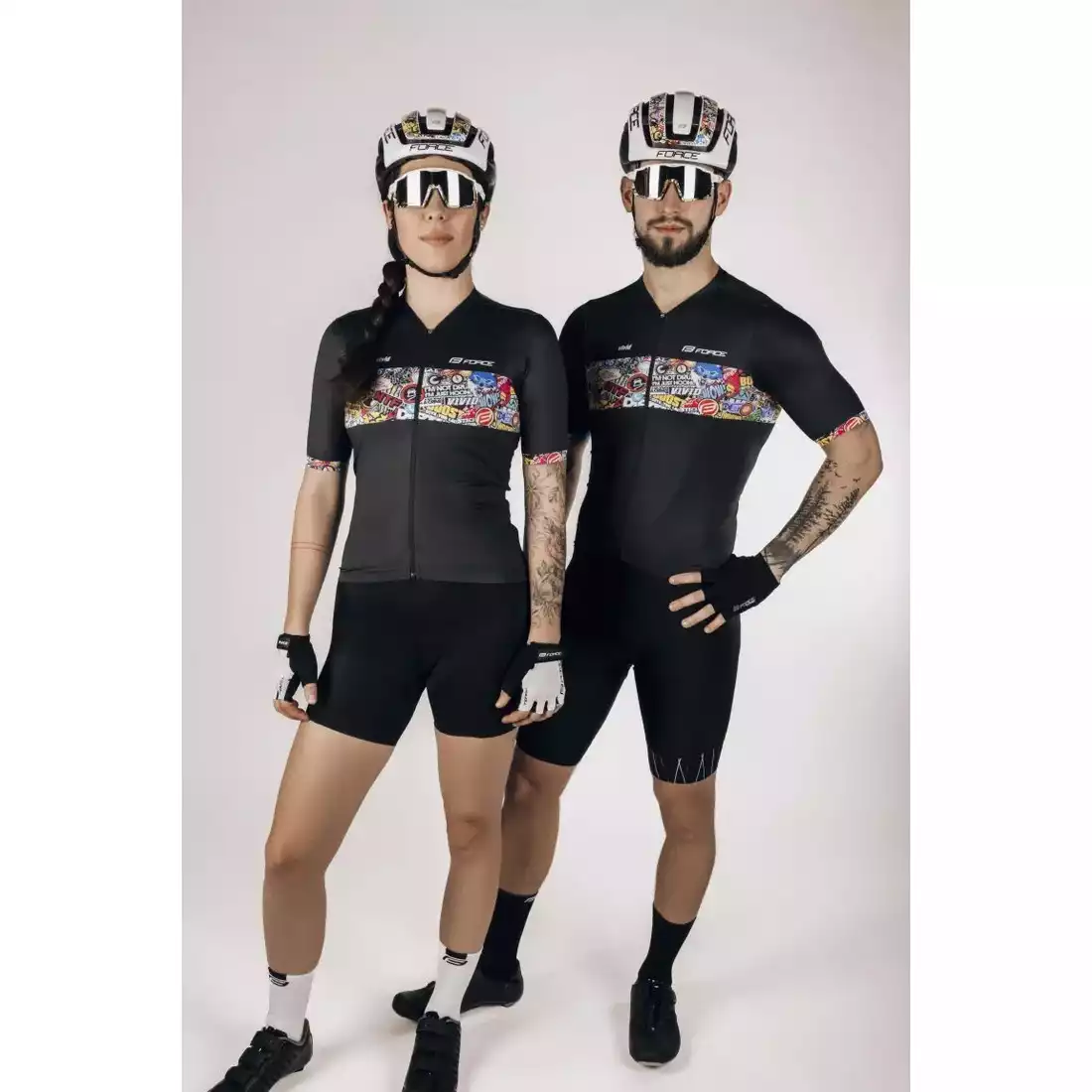 FORCE VIVID bicycle jersey, black-comic