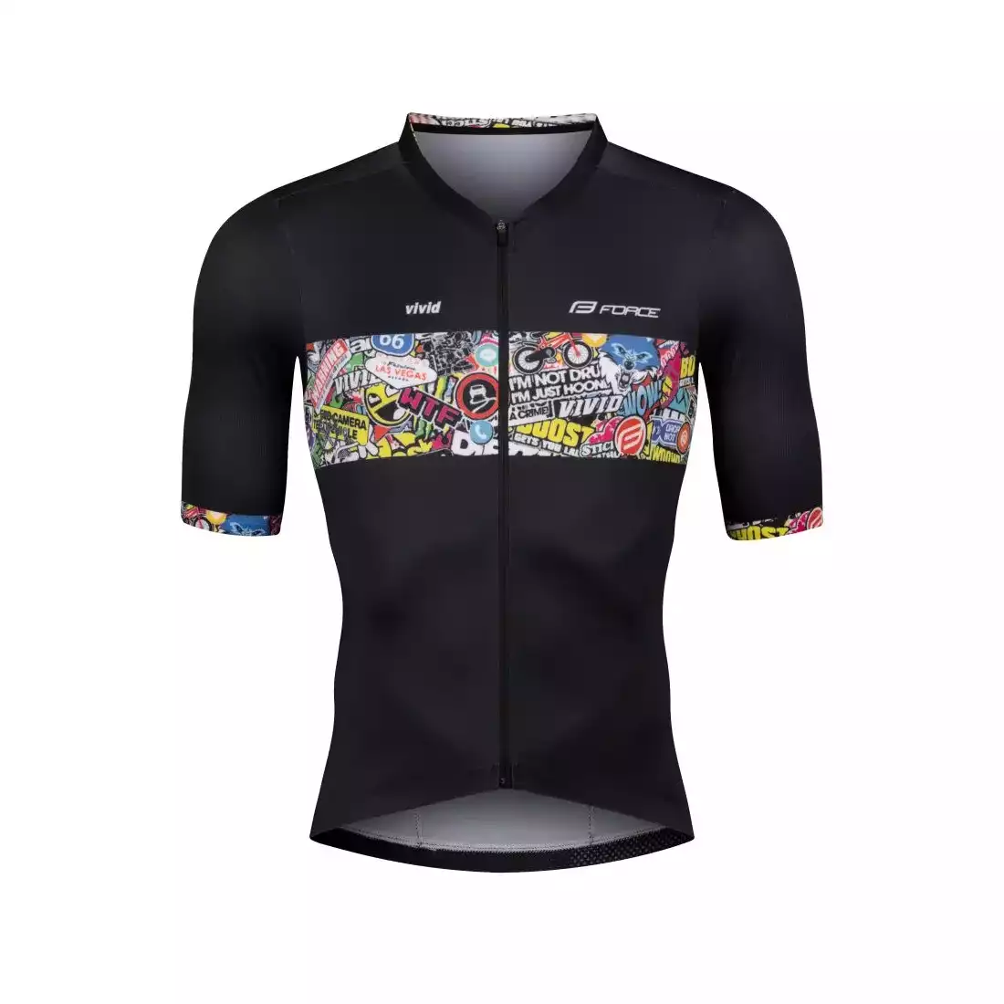 FORCE VIVID bicycle jersey, black-comic