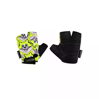 FORCE WOLFIE KID Children's cycling gloves, yellow and black