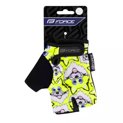 FORCE WOLFIE KID Children's cycling gloves, yellow and black