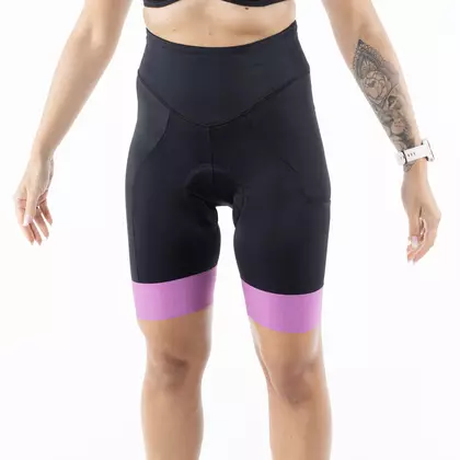 KAYMAQ women's cycling shorts, black-purple KQSII-2003