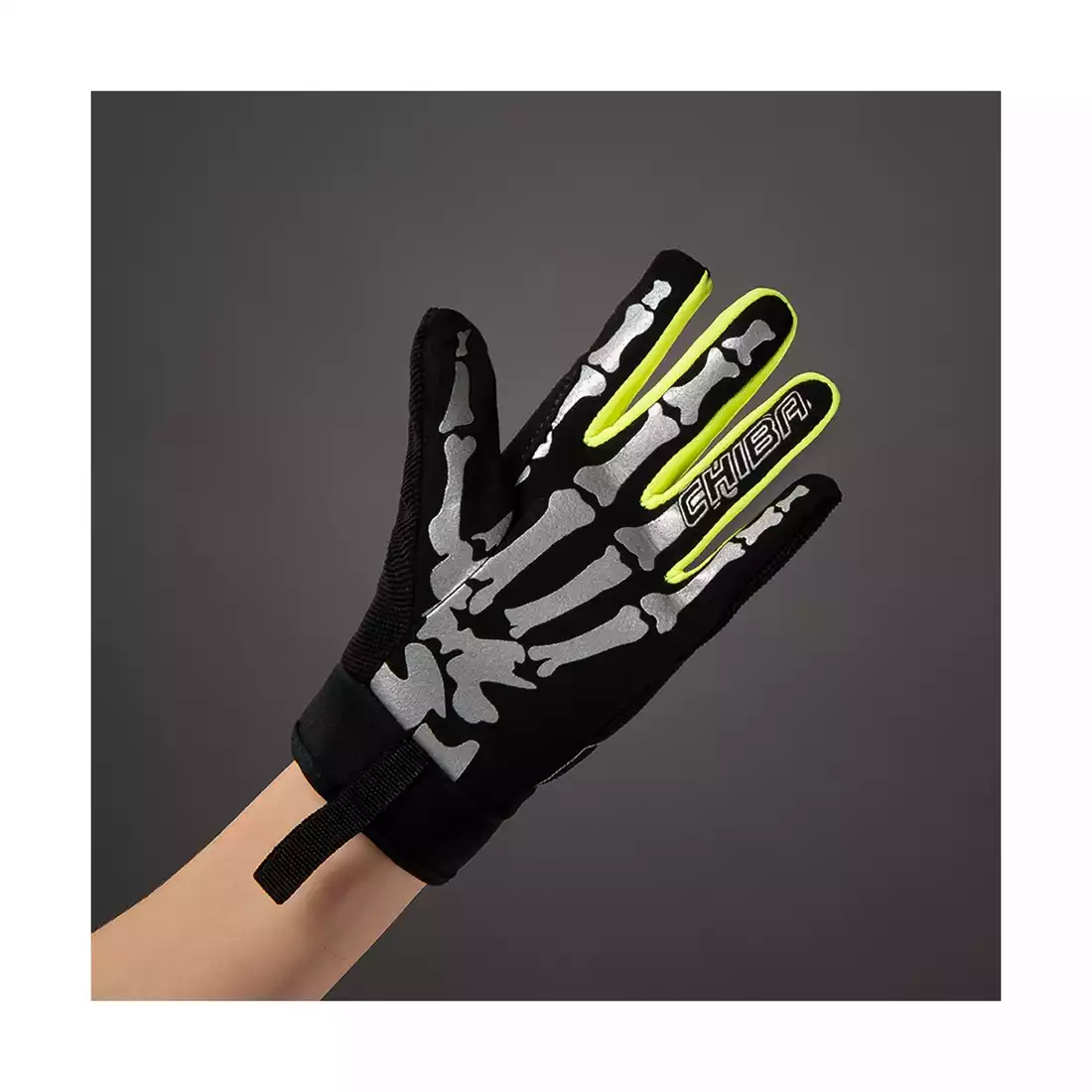 CHIBA BONES junior cycling gloves BONES, black-fluorine 30576CZ-2