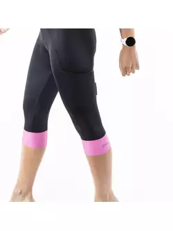 KAYMAQ DESIGN women's cycling shorts, 3/4 Black-pink KQSII-3003 