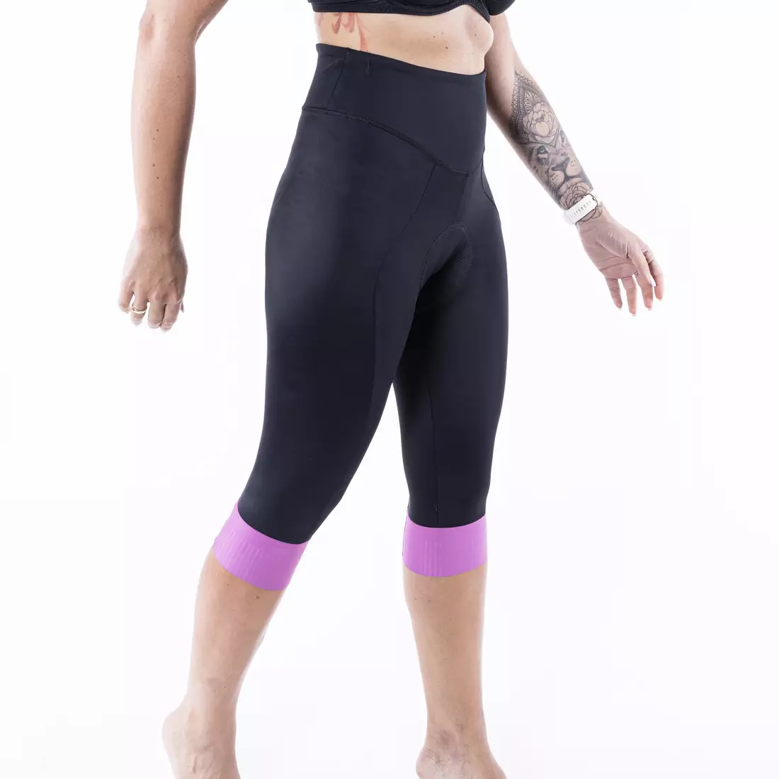 KAYMAQ DESIGN women's cycling shorts,3/4 black-purple KQSII-3003 