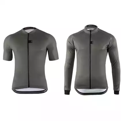 [Set] KAYMAQ DESIGN KYQ-SS-1001-5 men's cycling short sleeve grey + KAYMAQ DESIGN KYQ-LS-1001-5 men's cycling jersey Gray