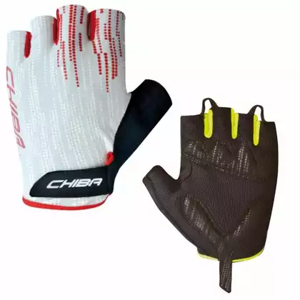 CHIBA ROAD PLUS Cycling gloves, white and red