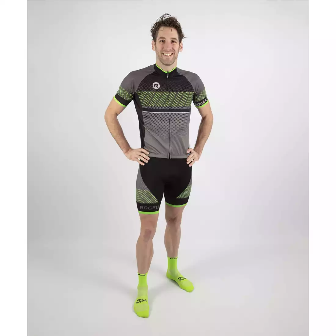 Rogelli RITMO men's cycling shorts, black and green