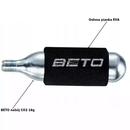 BETO gas cartridge for CO2 bicycle pump, 16g