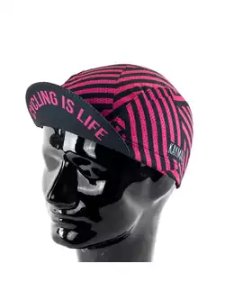 KAYMAQ DESIGN CZK1-6 STRIPES Cycling cap with a visor, Pink