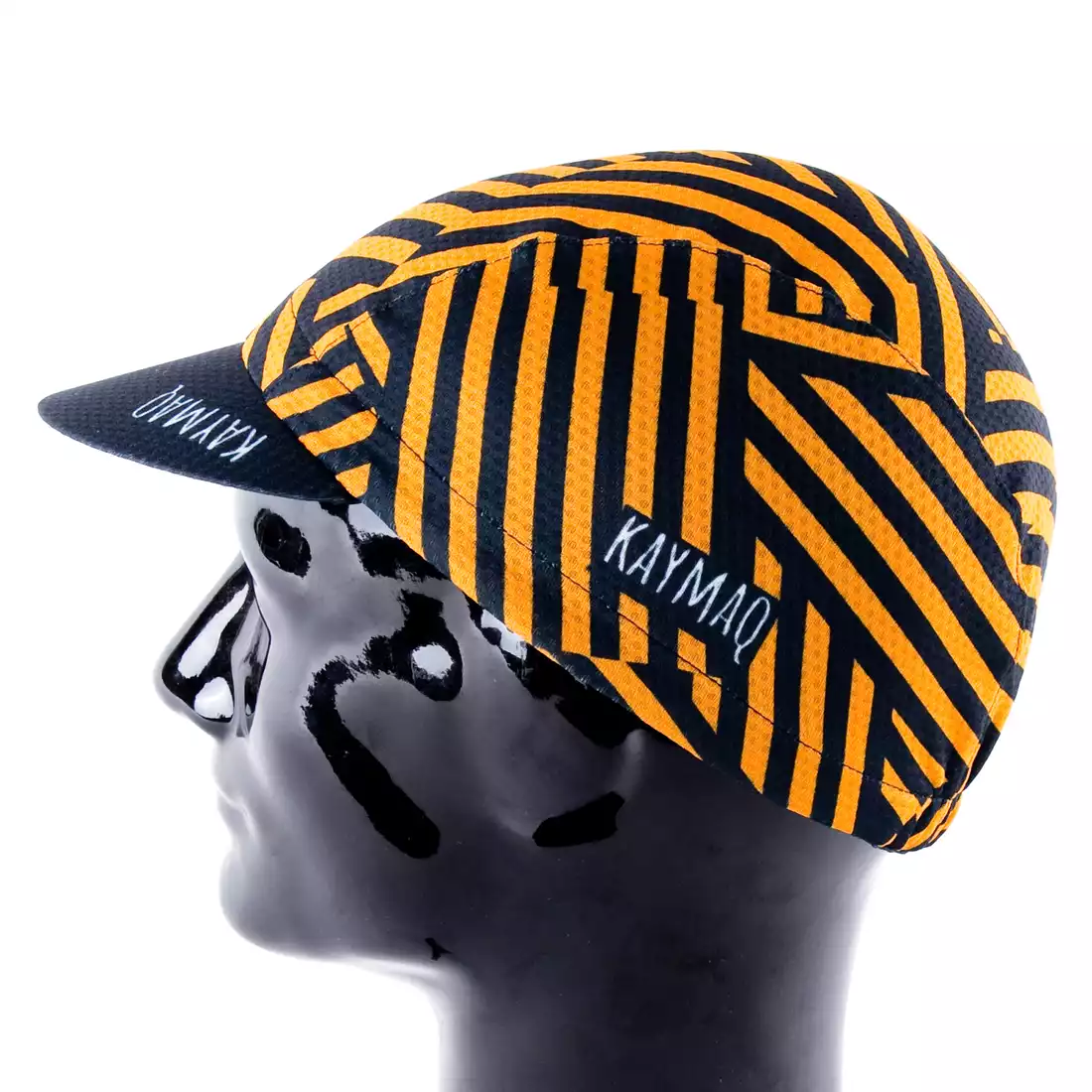 KAYMAQ DESIGN CZK1-6 STRIPES Cycling cap with a visor, orange