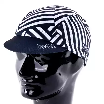 KAYMAQ DESIGN CZK1-6 STRIPES Cycling cap with a visor, white