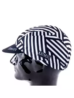 KAYMAQ DESIGN CZK1-6 STRIPES Cycling cap with a visor, white
