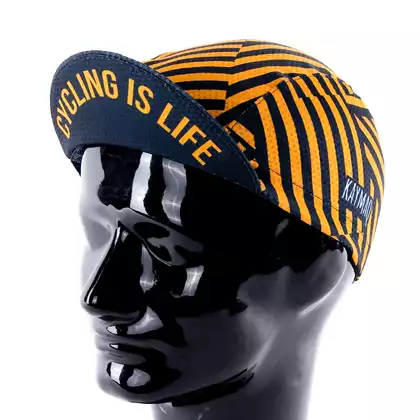 KAYMAQ DESIGN CZK1-6 STRIPES Cycling cap with a visor, orange
