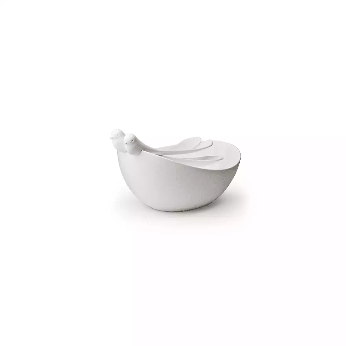 QUALY bowl with salad spoons, white