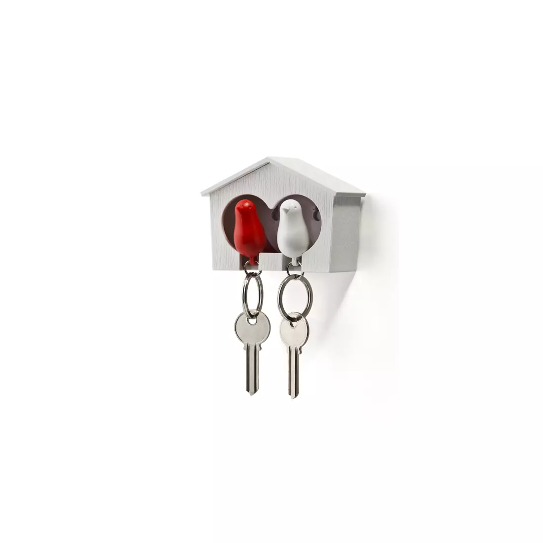 QUALY key hanger, duo sparrow, white and red