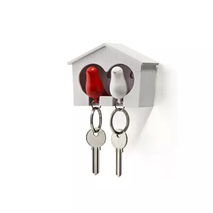QUALY key hanger, duo sparrow, white and red
