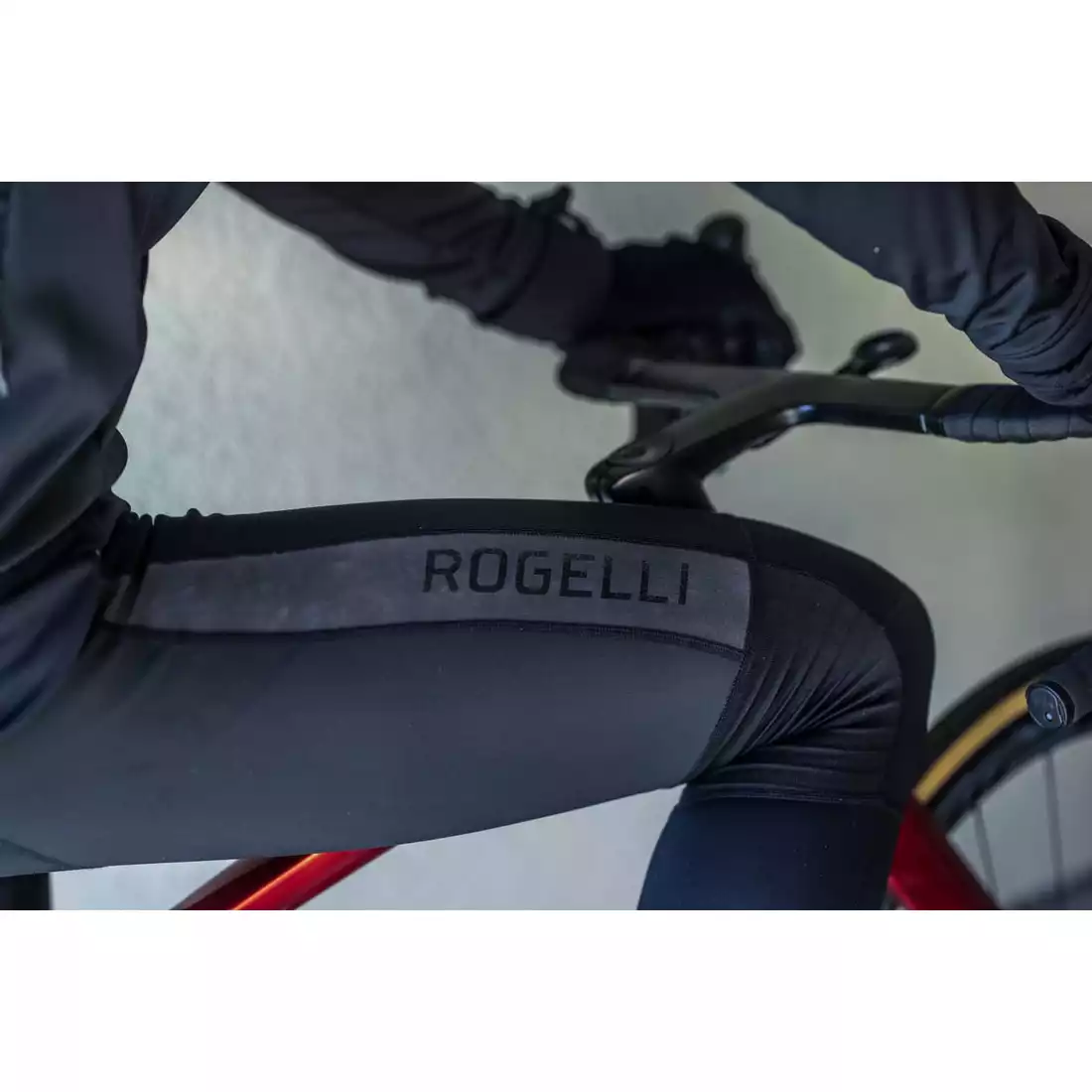 Rogelli DEEP WINTER men's insulated cycling trousers with braces, black