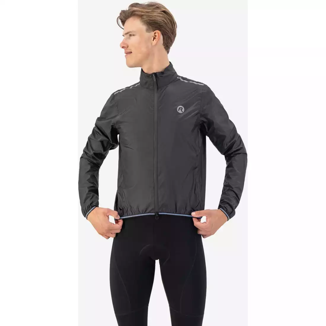 Rogelli ESSENTIAL men's cycling rain jacket, black