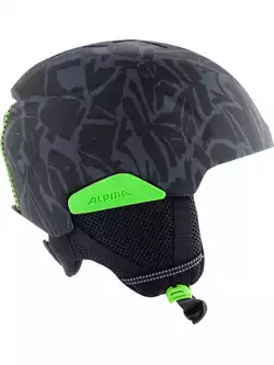 ALPINA PIZI children's ski/snowboard helmet, black-green camo matt