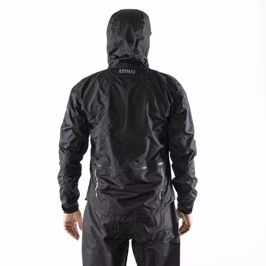 KAYMAQ J2MH men's hooded rain cycling jacket, black
