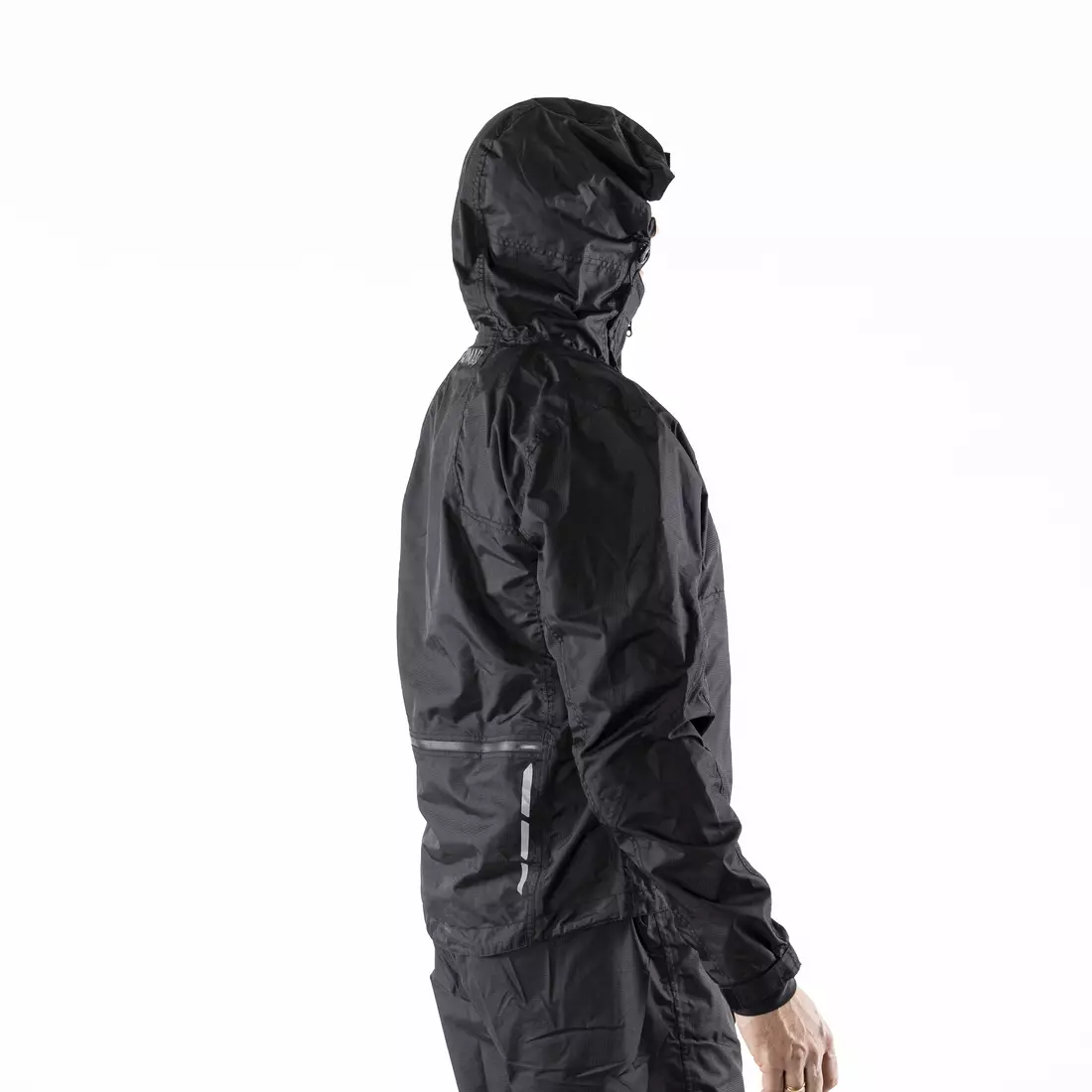 KAYMAQ J2MH men's hooded rain cycling jacket, black