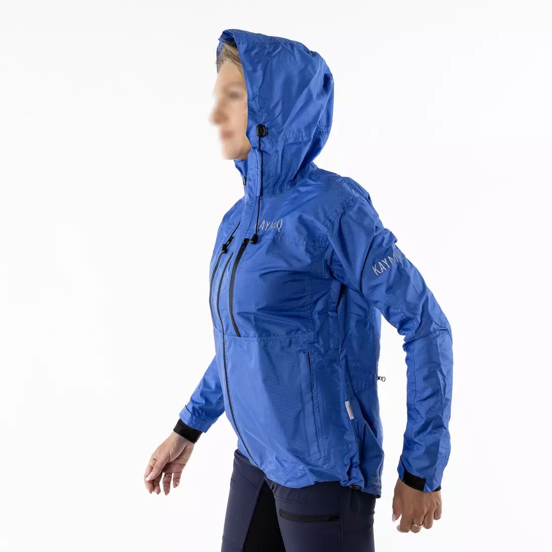 KAYMAQ J2WH women's hooded rain cycling jacket, blue