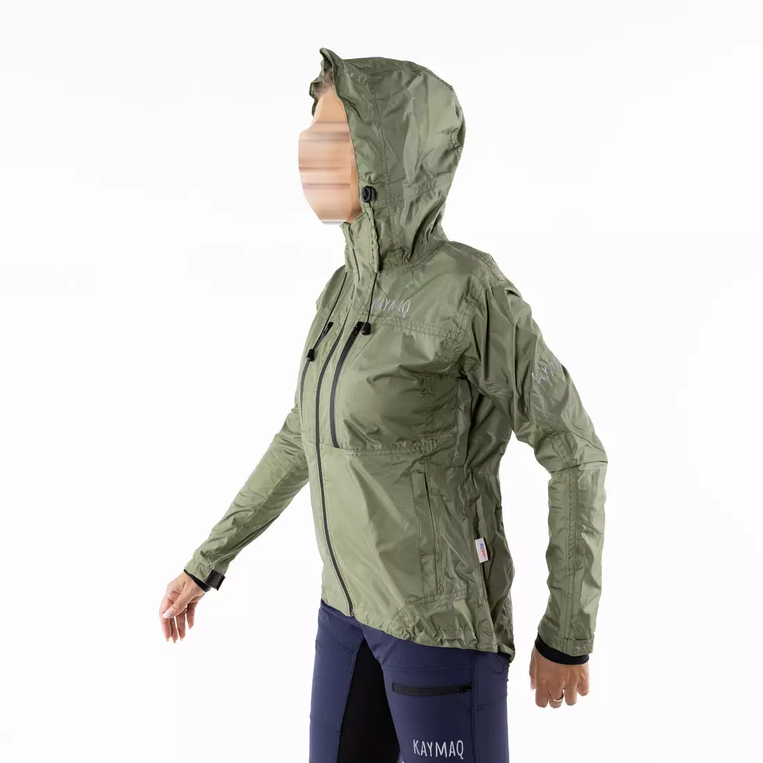 KAYMAQ J2WH women's hooded rain cycling jacket, olive