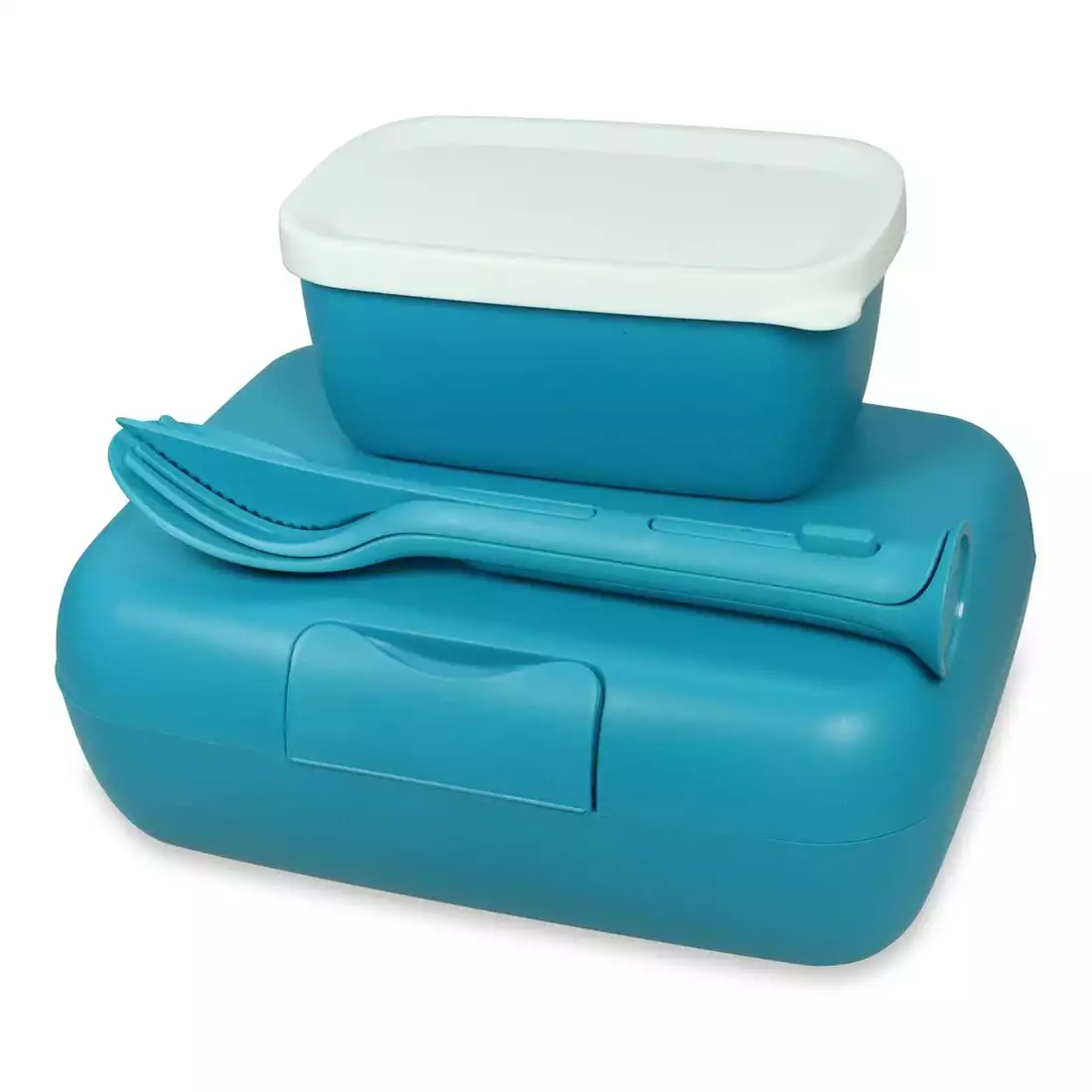 Koziol Candy Ready Ocean lunchbox with a container and cutlery, blue