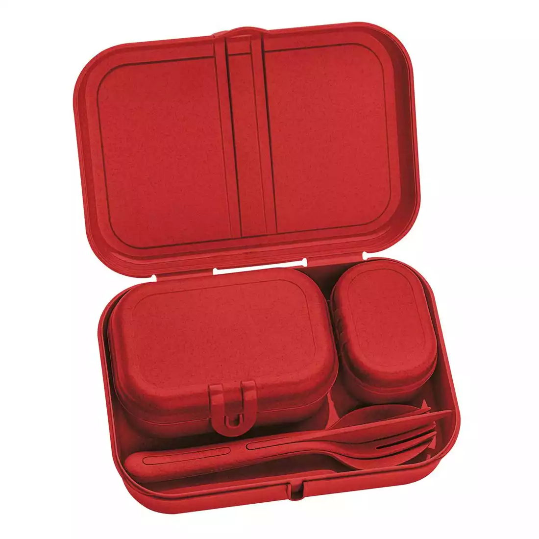 Koziol Pascal ready organic set of lunchboxes + cutlery, red
