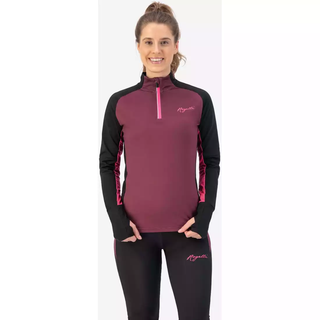 ROGELLI ENJOY II women's running sweatshirt, burgundy black