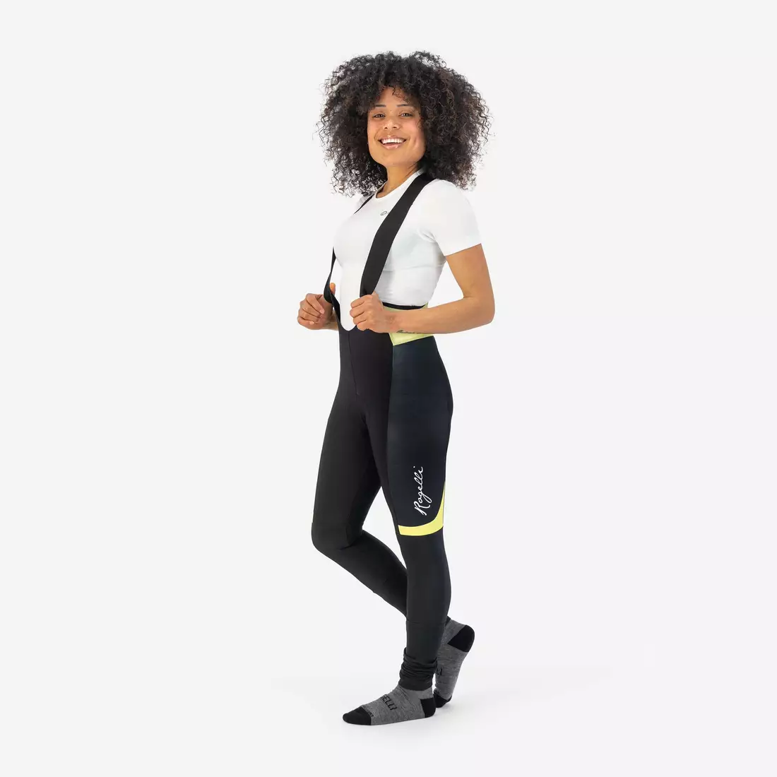 ROGELLI SELECT II women's winter cycling trousers with braces, yellow