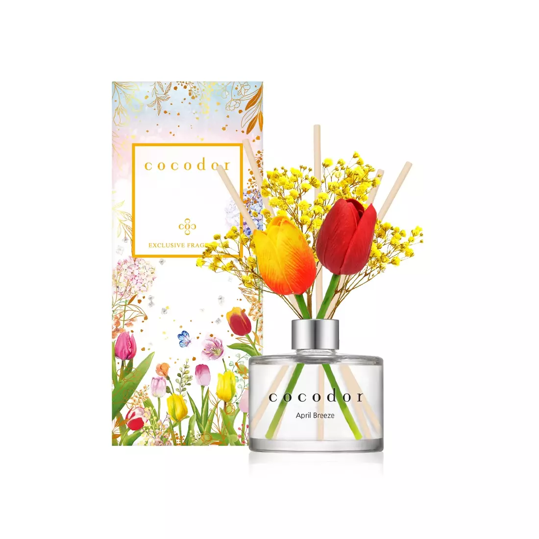 COCODOR aroma diffuser with sticks and flowers flower tulip, april breeze 200 ml