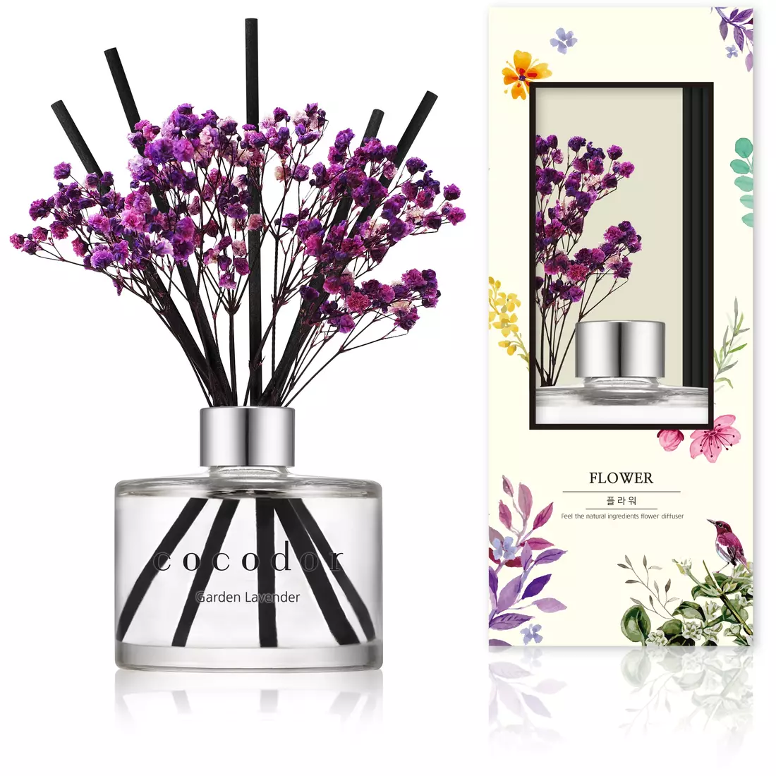COCODOR aroma diffuser with sticks and flowers, garden lavender 120 ml