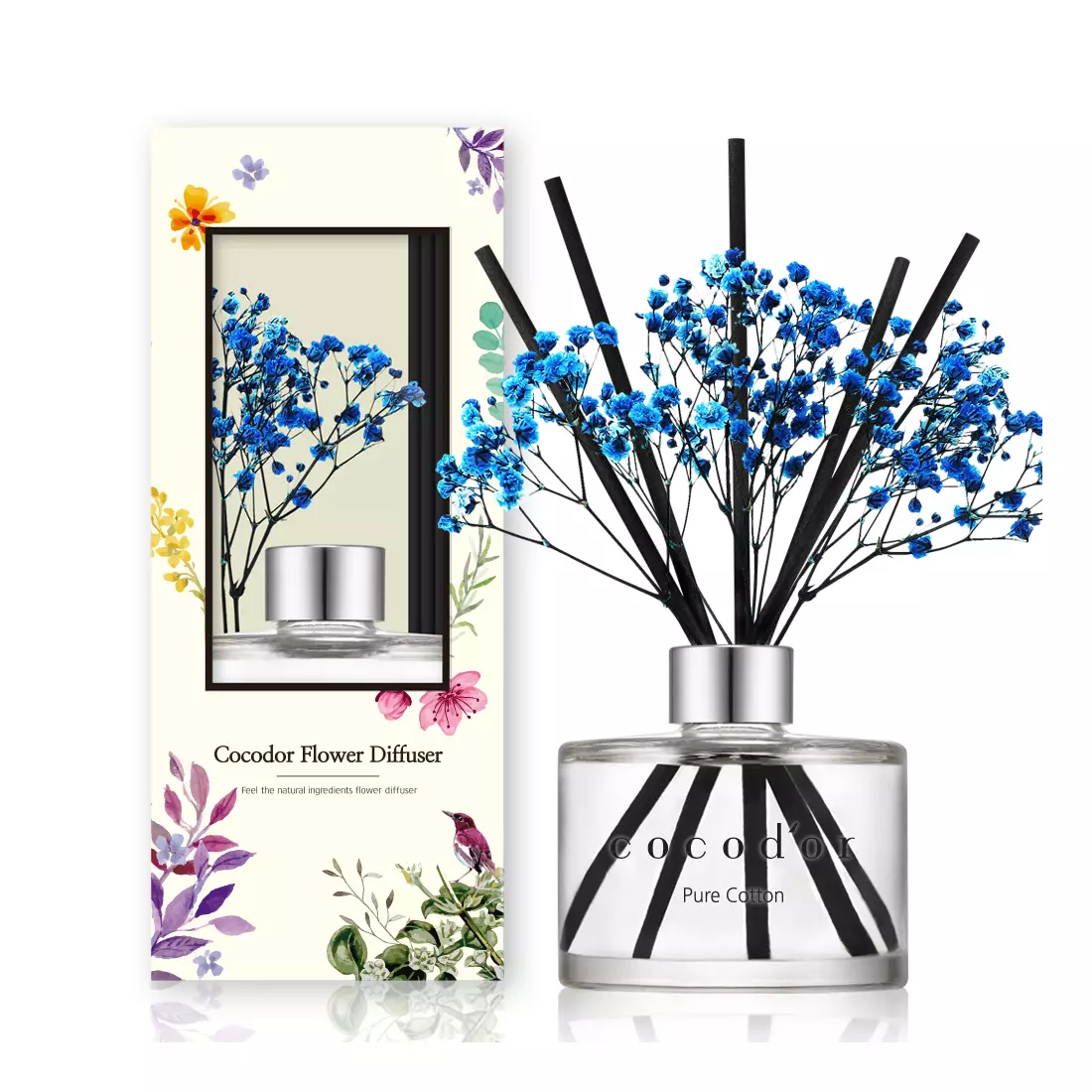 COCODOR aroma diffuser with sticks and flowers, pure cotton 200 ml