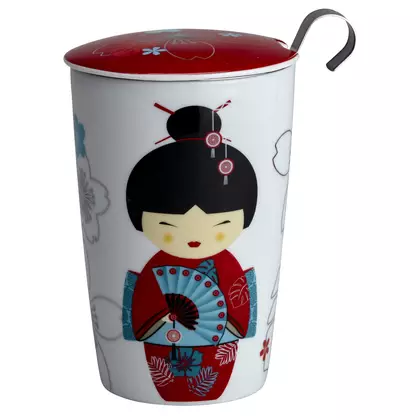EIGENART TEAEVE thermal mug, porcelain 350 ml, Geisha czerwony