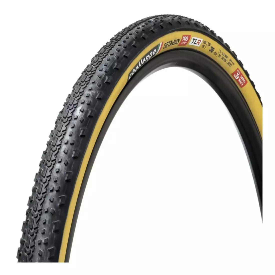 CHALLENGE GETAWAY PRO gravel bike tire 28&quot; (700x36mm), 260 TPI, TLR, cream-black