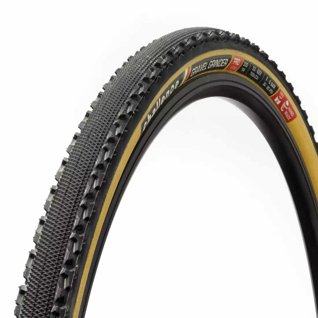 CHALLENGE GRAVEL GRINDER OPEN TUBULARS gravel bike tire 28&quot; (700x33mm) 260 TPI, black and cream