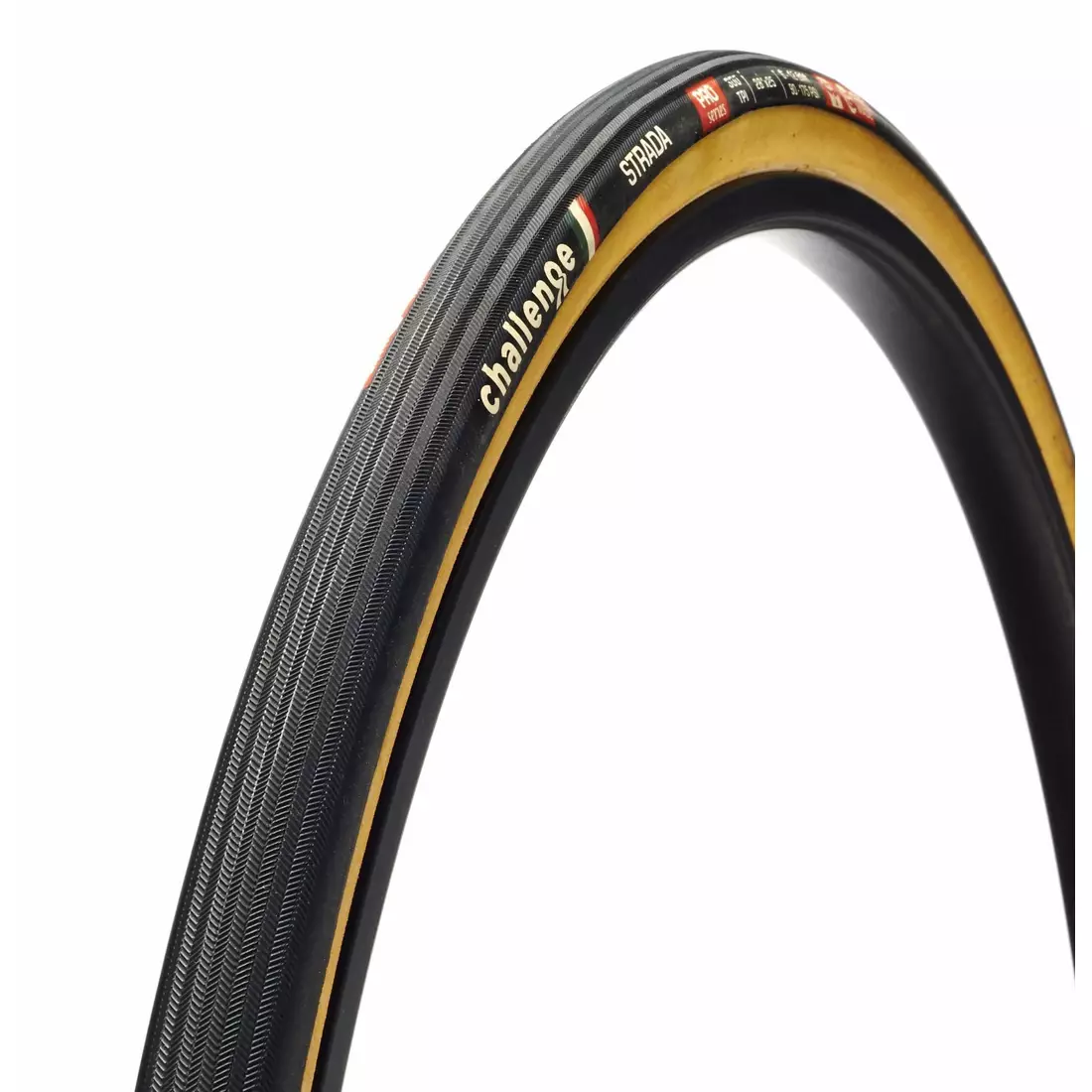 CHALLENGE STRADA OPEN TUBULARS road bicycle tire 28&quot; (700x25mm), 300 TPI, black and crevice