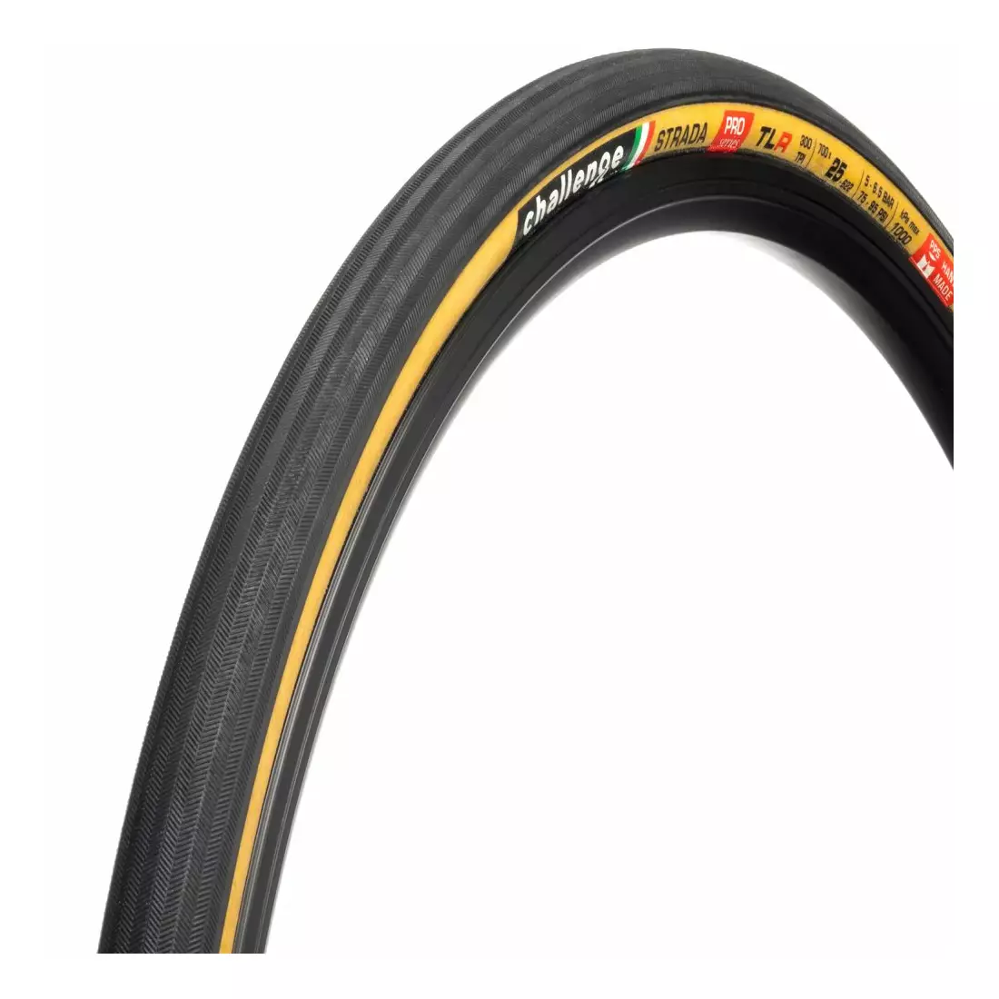CHALLENGE STRADA PRO road bike tire 28&quot; (700x25mm), 300 TPI, TLR, black and cream