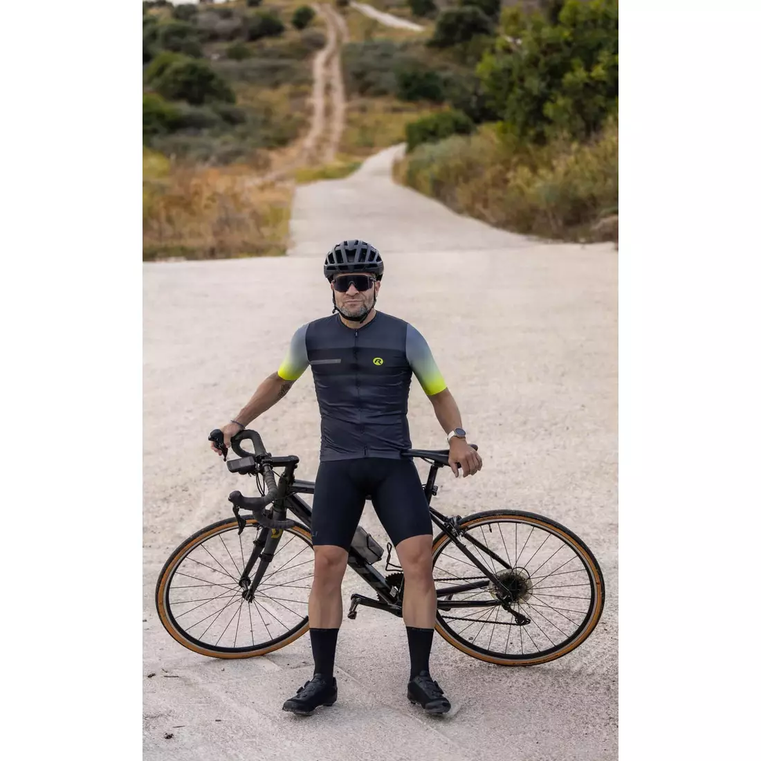 Rogelli DAWN men's cycling jersey, graphite-fluorine